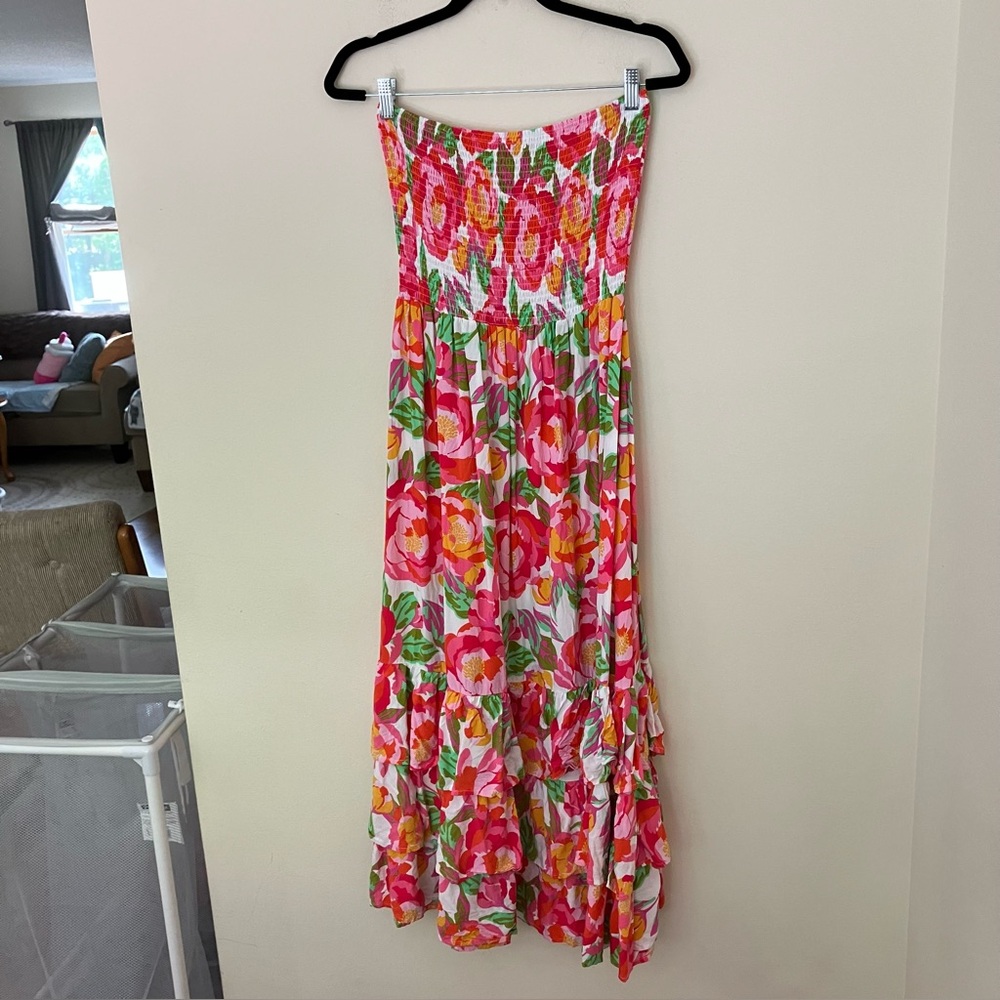 Abel the Label Mimosa Floral Strapless Maxi Dress